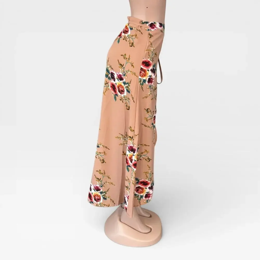 Floral Printed Tied Waist Skirt